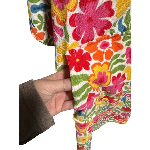 Throwzy Marlo O/S Bright Floral Wearable Hooded Towel Poncho Pocket Resort - Picture 6 of 9